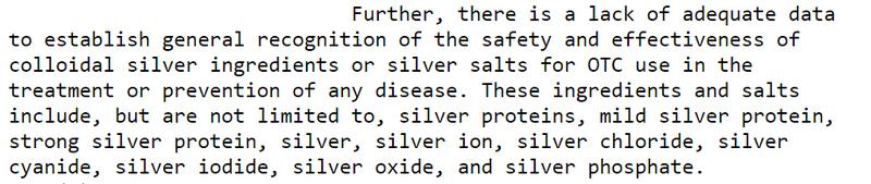 FDA 1999 Report Proving Most Producers Use Chemicals in Colloidal Silver Products